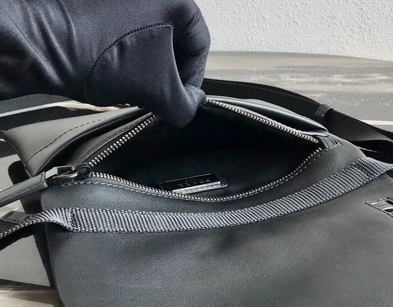 Prada Leather Bandoleer Messenger Bag in Black Calf Leather