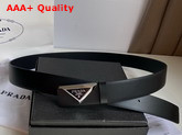 Prada Leather Belt in Black with Triangle Buckle Replica