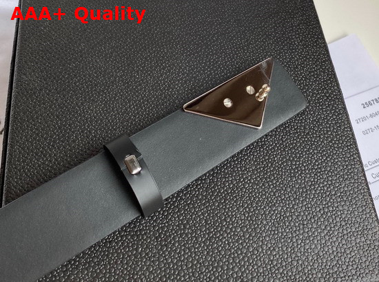 Prada Leather Belt in Black with Triangle Buckle Replica