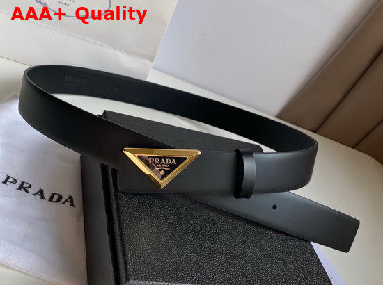 Prada Leather Belt in Black with Triangle Buckle Replica