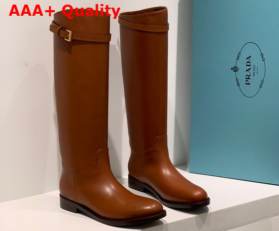 Prada Leather Boots Cognac 1W175M Replica