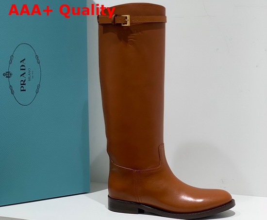 Prada Leather Boots Cognac 1W175M Replica