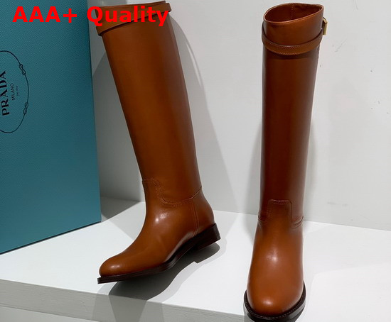 Prada Leather Boots Cognac 1W175M Replica