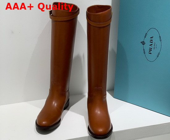 Prada Leather Boots Cognac 1W175M Replica