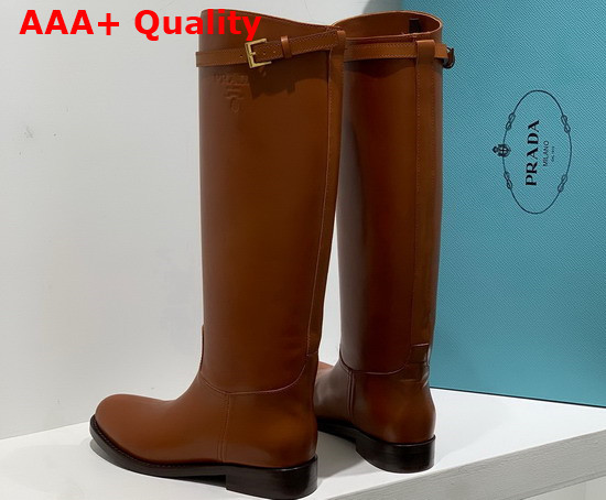 Prada Leather Boots Cognac 1W175M Replica