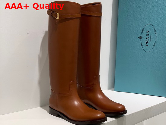 Prada Leather Boots Cognac 1W175M Replica