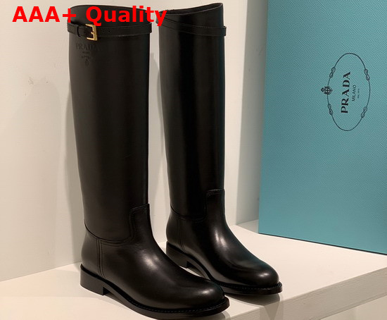 Prada Leather Boots in Black 1W175M Replica