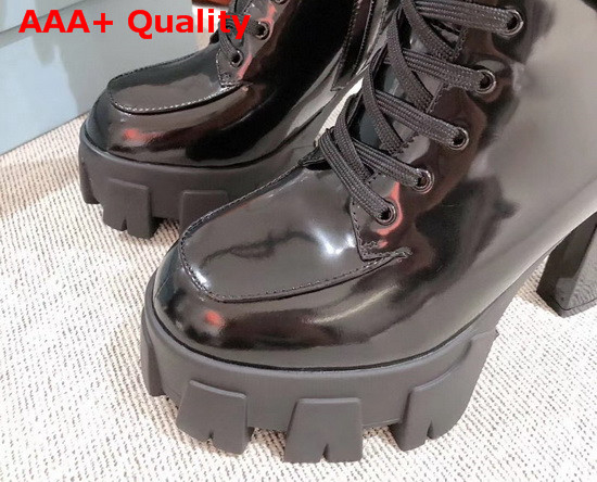 Prada Leather Boots in Black Patent Leather with Detachable Nylon Pouches Replica