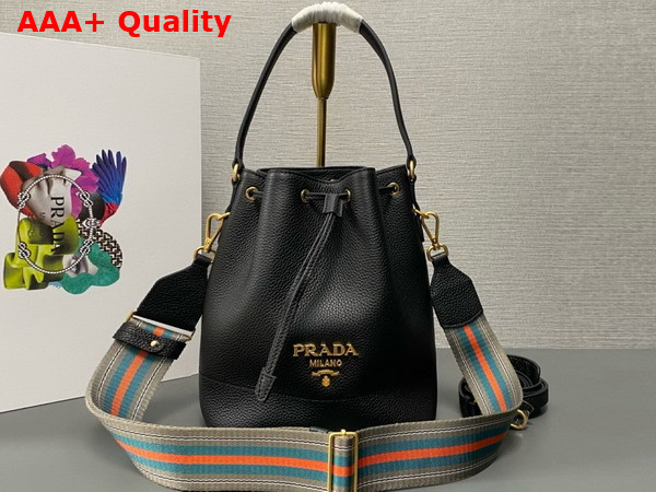 Prada Leather Bucket Bag in Black 1BE018 Replica