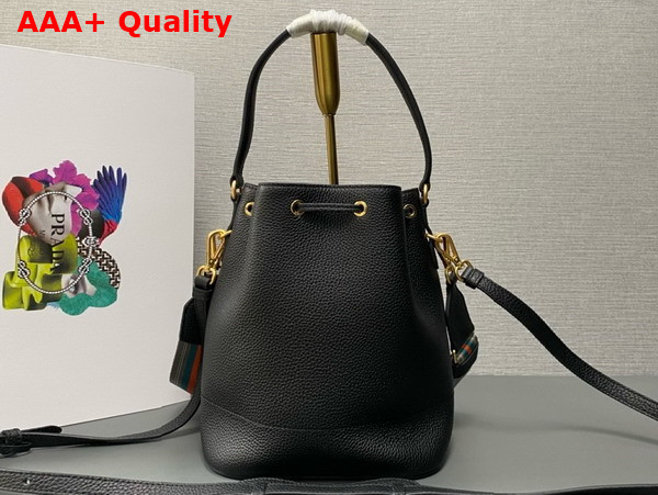 Prada Leather Bucket Bag in Black 1BE018 Replica