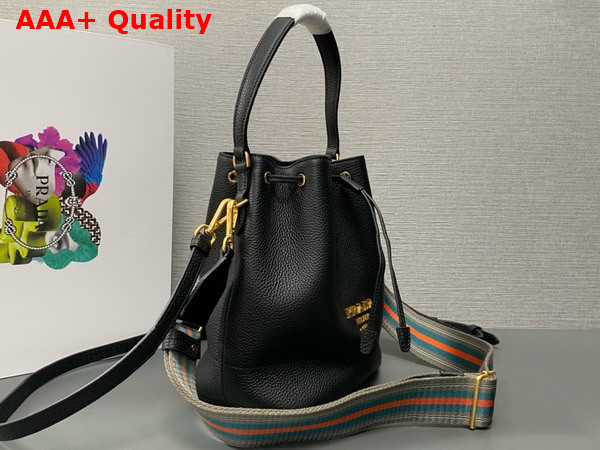 Prada Leather Bucket Bag in Black 1BE018 Replica