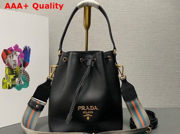 Prada Leather Bucket Bag in Black 1BE018 Replica