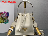 Prada Leather Bucket Bag in White 1BE018 Replica