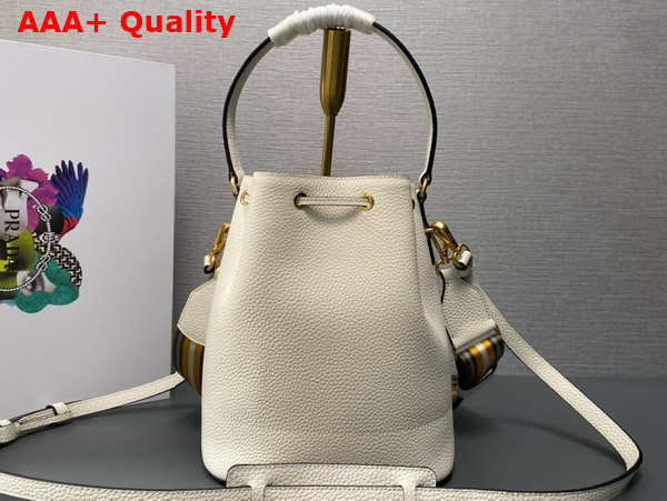 Prada Leather Bucket Bag in White 1BE018 Replica