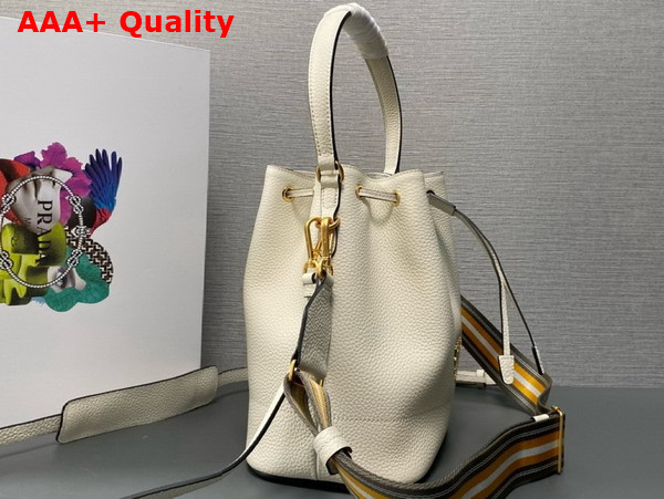 Prada Leather Bucket Bag in White 1BE018 Replica