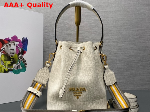 Prada Leather Bucket Bag in White 1BE018 Replica