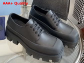 Prada Leather Derby Shoes in Black Smooth Leather Replica