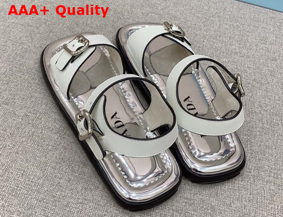 Prada Leather Double Strap Sandals White 2X3071 Replica