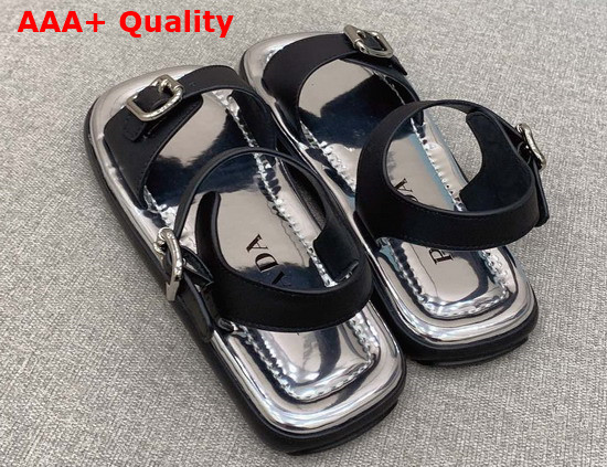 Prada Leather Double Strap Sandals in Black 2X3071 Replica