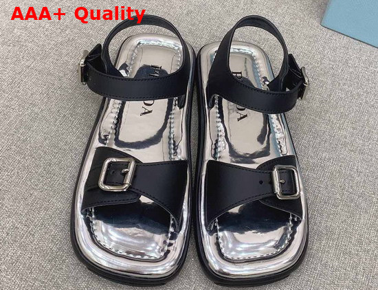 Prada Leather Double Strap Sandals in Black 2X3071 Replica