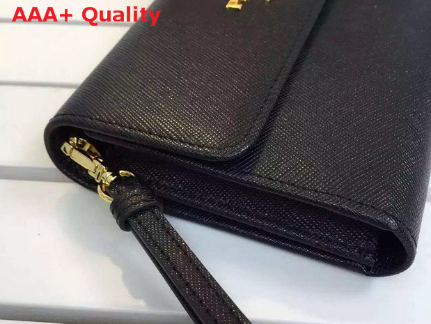 Prada Leather Flap Wallet In Black Replica