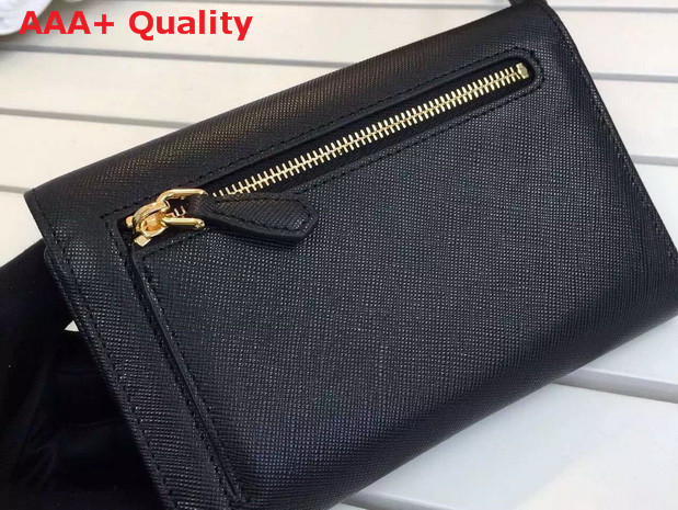 Prada Leather Flap Wallet In Black Replica