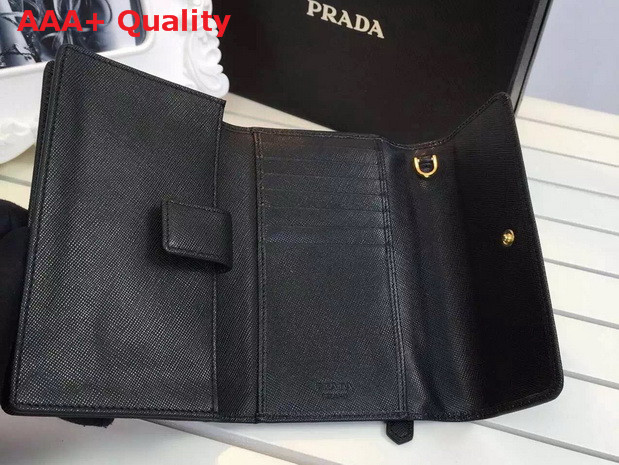 Prada Leather Flap Wallet In Black Replica