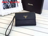 Prada Leather Flap Wallet In Black Replica