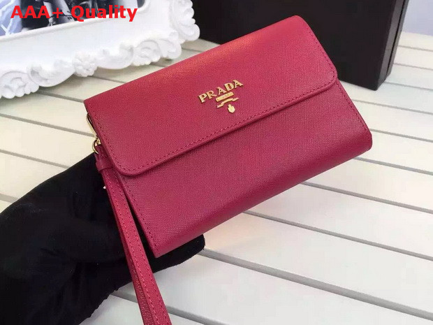 Prada Leather Flap Wallet In Red Replica