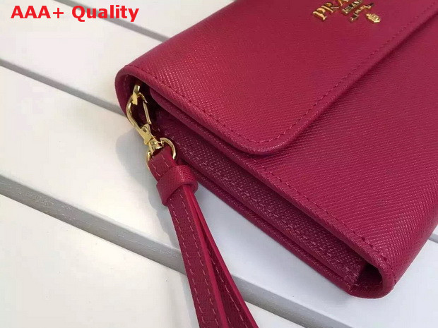 Prada Leather Flap Wallet In Red Replica