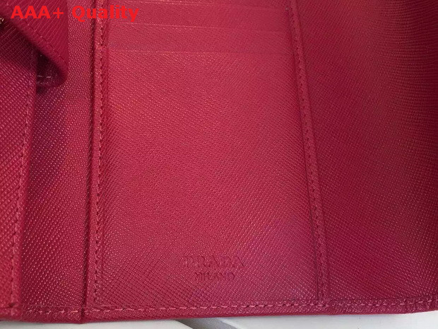 Prada Leather Flap Wallet In Red Replica