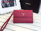 Prada Leather Flap Wallet In Red Replica