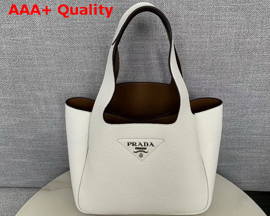 Prada Leather Handbag in White Calf Leather 1BG335 Replica