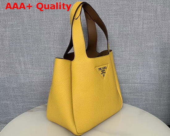 Prada Leather Handbag in Yellow Calf Leather 1BG335 Replica