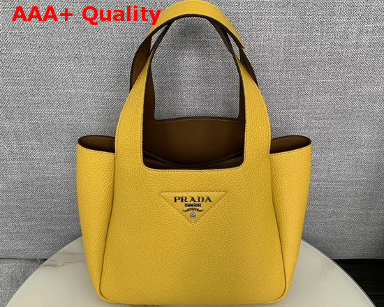 Prada Leather Handbag in Yellow Calf Leather 1BG335 Replica