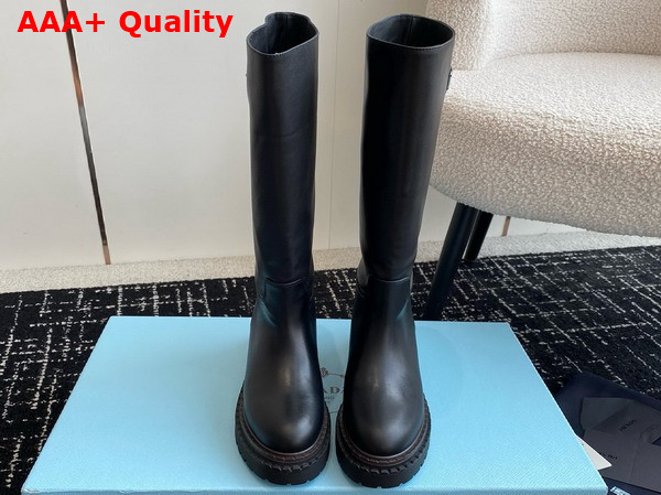 Prada Leather High Boots in Black Calfskin Replica