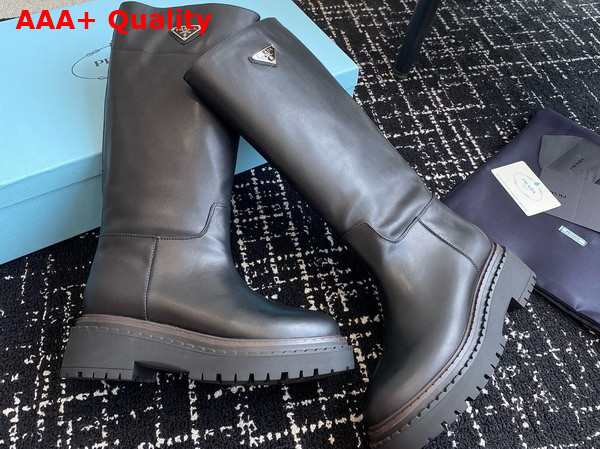 Prada Leather High Boots in Black Calfskin Replica