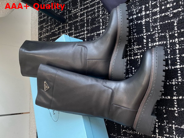 Prada Leather High Boots in Black Calfskin Replica