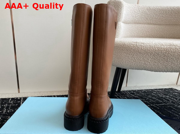 Prada Leather High Boots in Brown Calfskin Replica