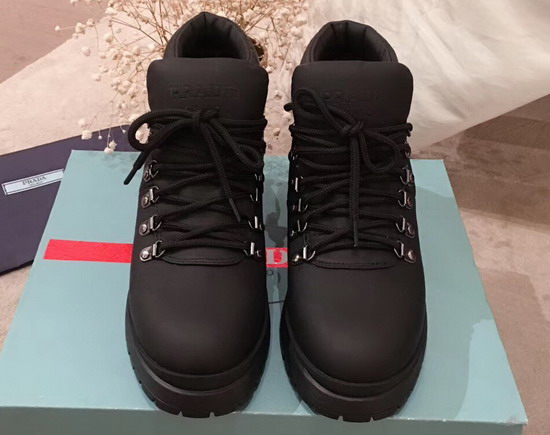 Prada Leather High Top Sneaker in Black