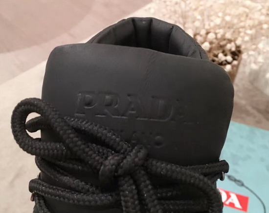 Prada Leather High Top Sneaker in Black