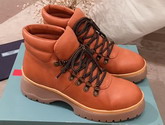 Prada Leather High Top Sneaker in Orange