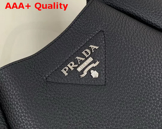 Prada Leather Hobo Bag in Black Grained Calf Leather Replica