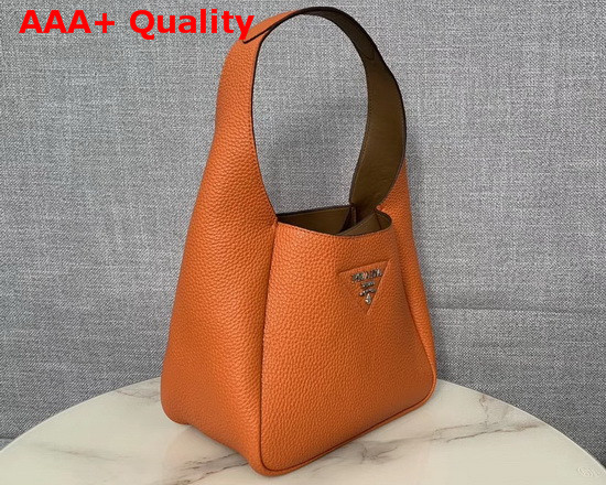 Prada Leather Hobo Bag in Orange Grained Calf Leather Replica