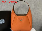 Prada Leather Hobo Bag in Orange Grained Calf Leather Replica