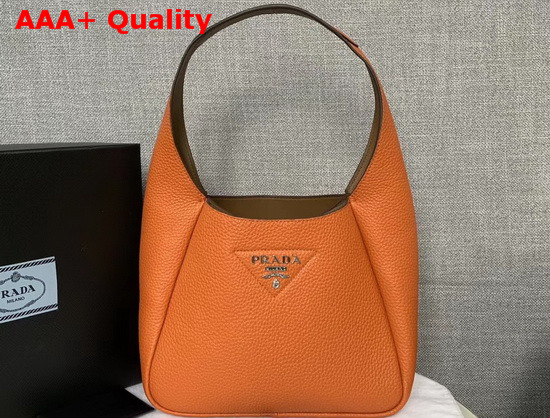 Prada Leather Hobo Bag in Orange Grained Calf Leather Replica