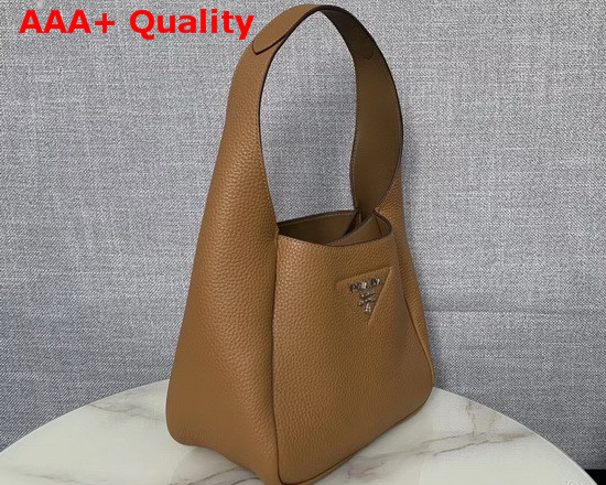 Prada Leather Hobo Bag in Tan Grained Calf Leather Replica