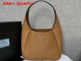 Prada Leather Hobo Bag in Tan Grained Calf Leather Replica