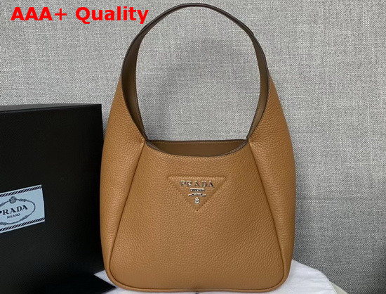 Prada Leather Hobo Bag in Tan Grained Calf Leather Replica