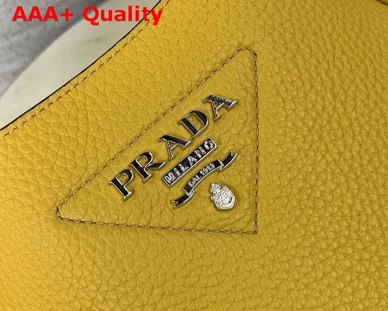 Prada Leather Hobo Bag in Yellow Grained Calf Leather Replica